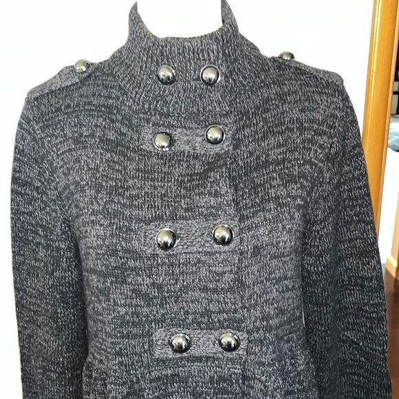 Style & Co Women's Grey Sweater Extra Large Long Sleeve Double Breasted Button - Picture 2 of 7